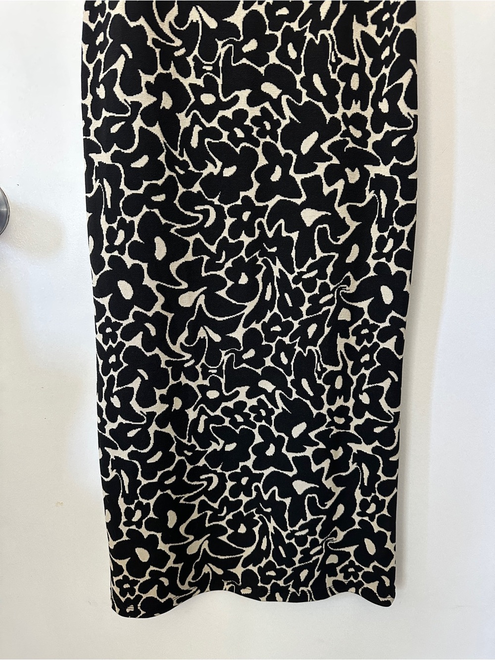 Zara Black and Cream Slip Midi Dress with Abstract Floral Print - Picture 3 of 7